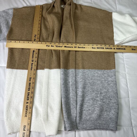 Entro Colorblock Oversized Open Front Cardigan Brown Gray White Medium - Picture 5 of 9